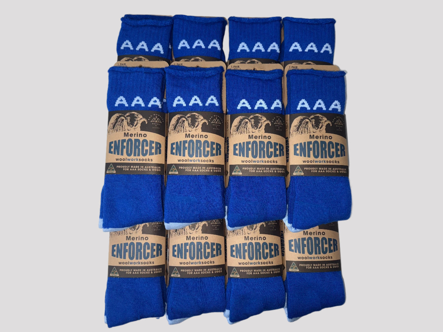 Australian Made Merino Enforcer Wool Work Socks - 1 Dozen Pack