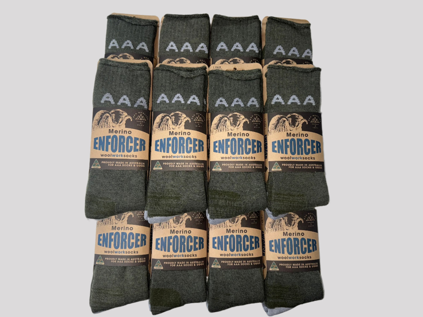 Australian Made Merino Enforcer Wool Work Socks - 1 Dozen Pack