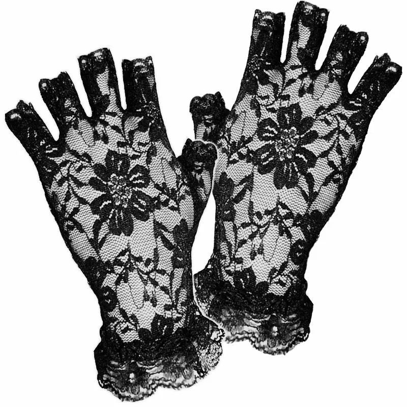 Lace Fingerless Gloves - One Size