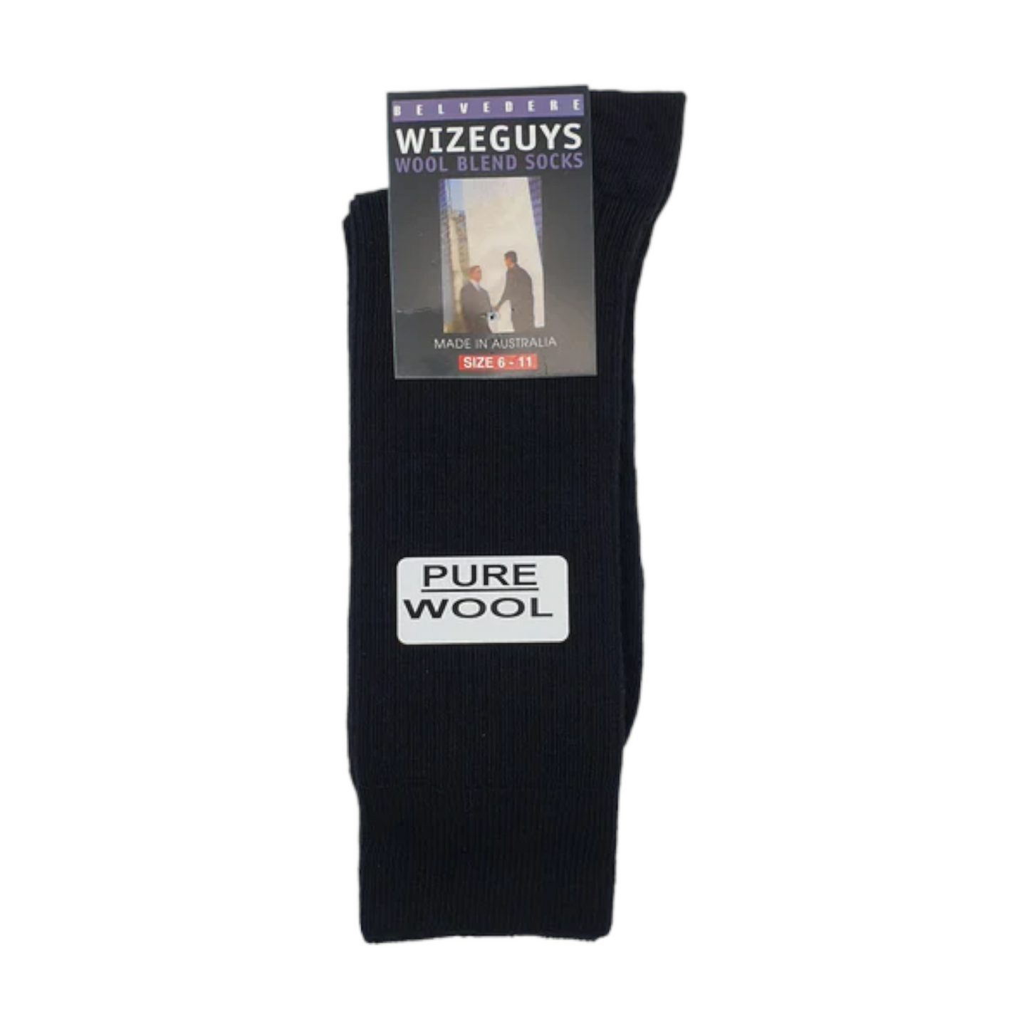Wize Guys Pure Wool Dress Sock 6-11 Black