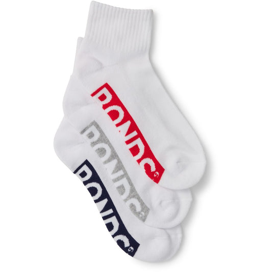 Bonds Cushion Foot 3/4 Crew Socks 3 Pair Pack 11-14 White