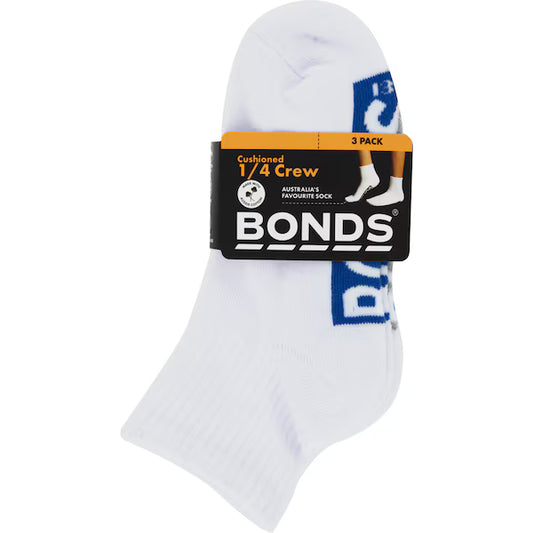 Bonds Kid Cushion Foot 1/4 Crew Socks 3 Pair Pack