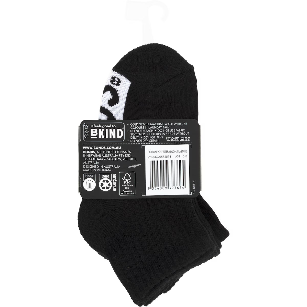 Bonds Kid Cushion Foot 1/4 Crew Socks 3 Pair Pack