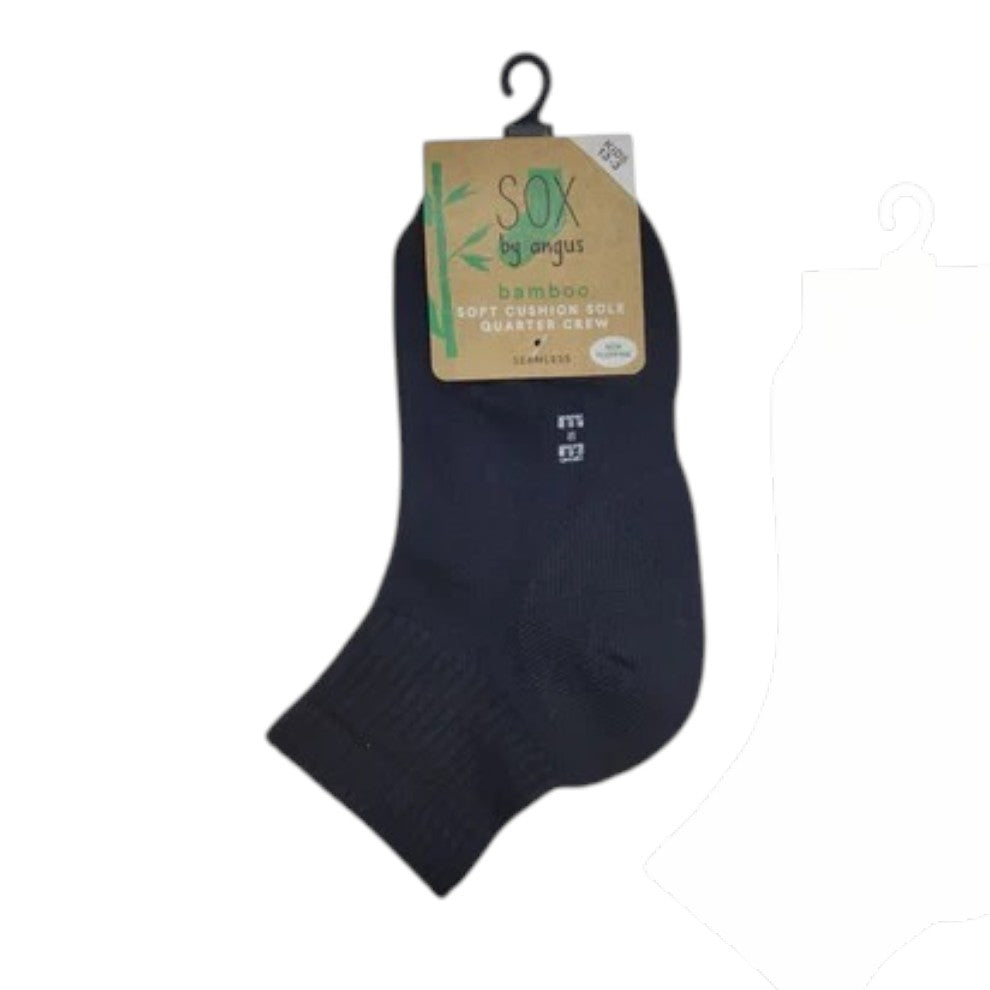 Non-fluffing Bamboo Cushion Foot 1/4 Crew Sport Socks - Seamless