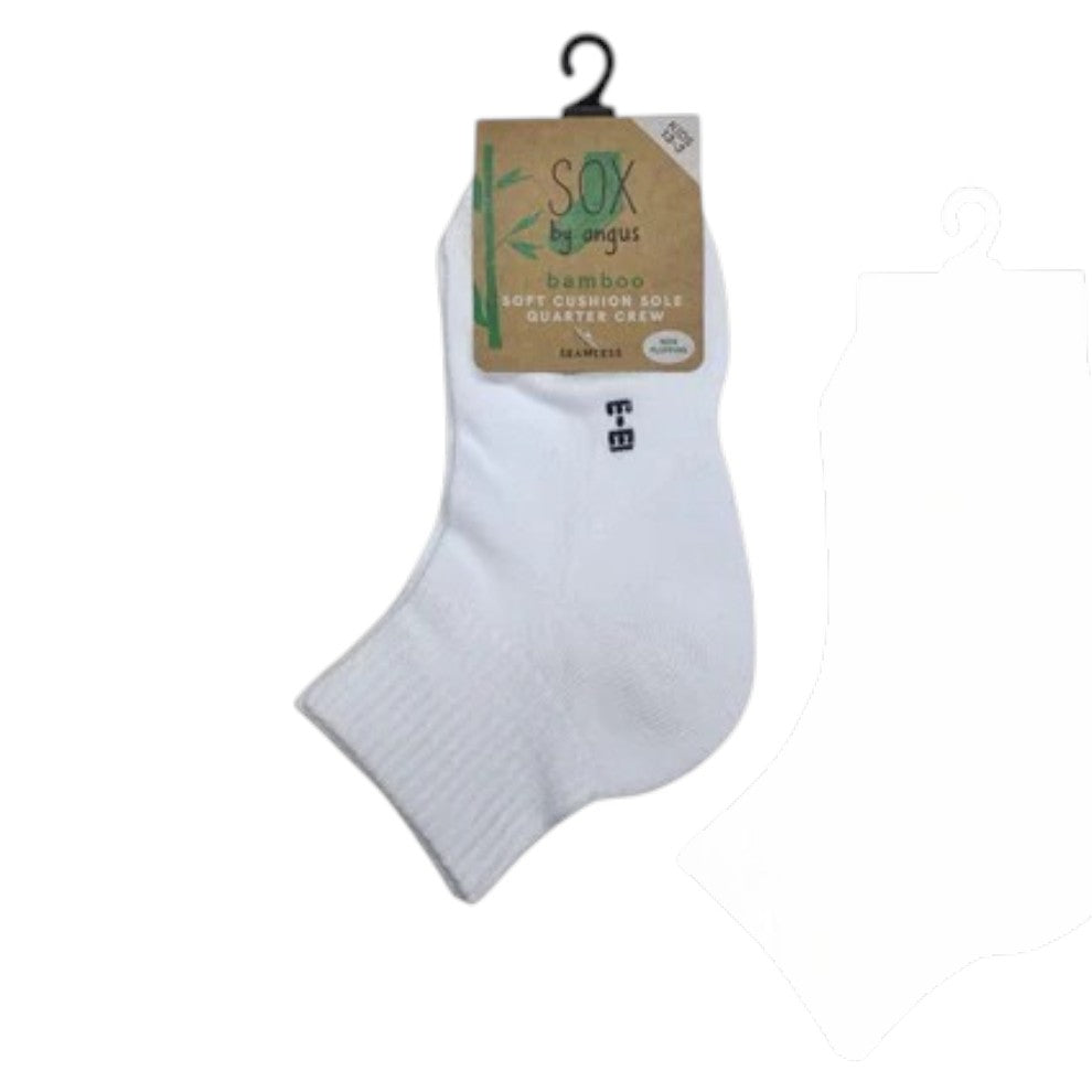 Non-fluffing Bamboo Cushion Foot 1/4 Crew Sport Socks - Seamless