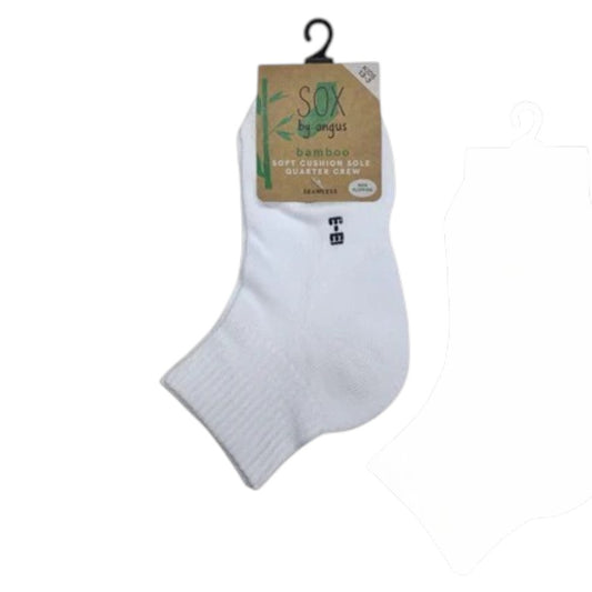 Non-fluffing Bamboo Cushion Foot 1/4 Crew Sport Socks - Seamless
