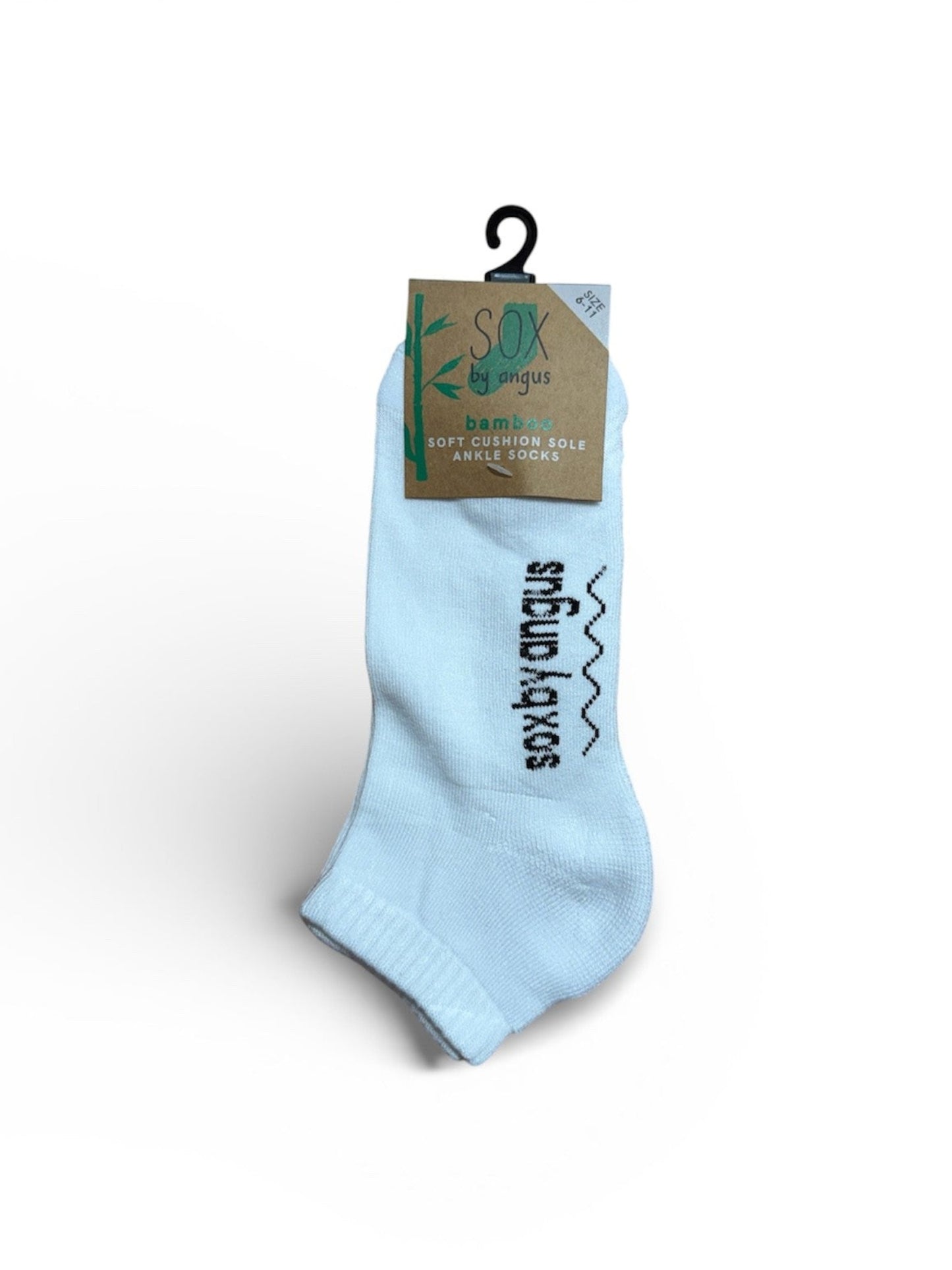White socks with text on a white background