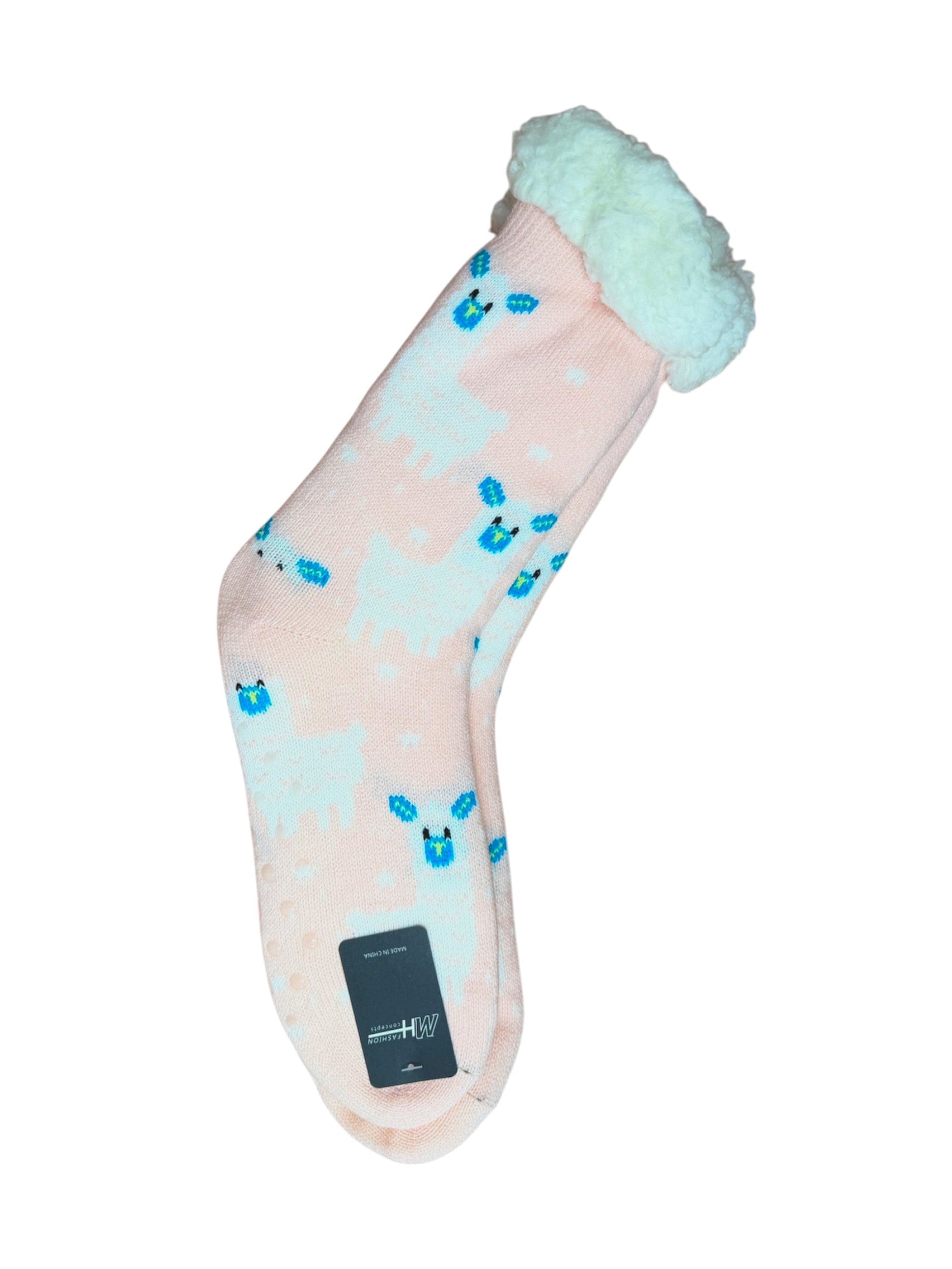 Floral patterned sock with light pink background