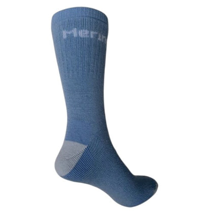 Blue sock with 'Merrell' branding on a white background