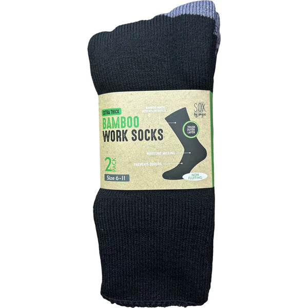Non Fluffing Bamboo Heavy Duty Socks - 2 pack