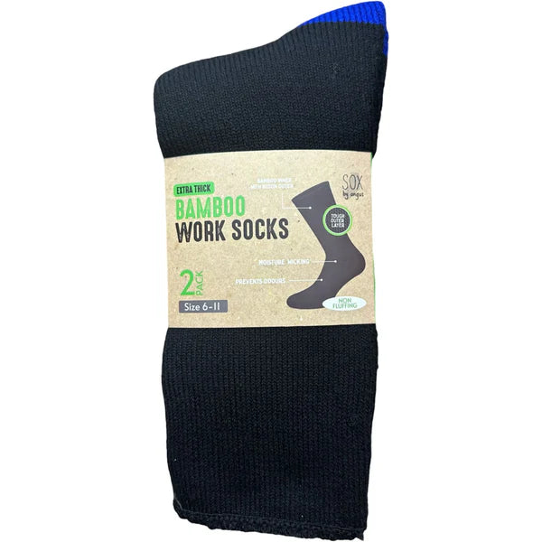 Non Fluffing Bamboo Heavy Duty Socks - 2 pack