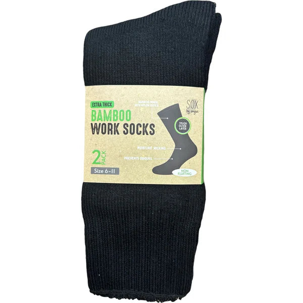 Non Fluffing Bamboo Heavy Duty Socks - 2 pack