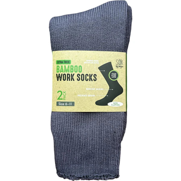 Non Fluffing Bamboo Heavy Duty Socks - 2 pack
