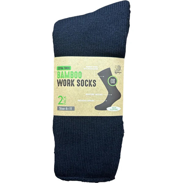 Non Fluffing Bamboo Heavy Duty Socks - 2 pack