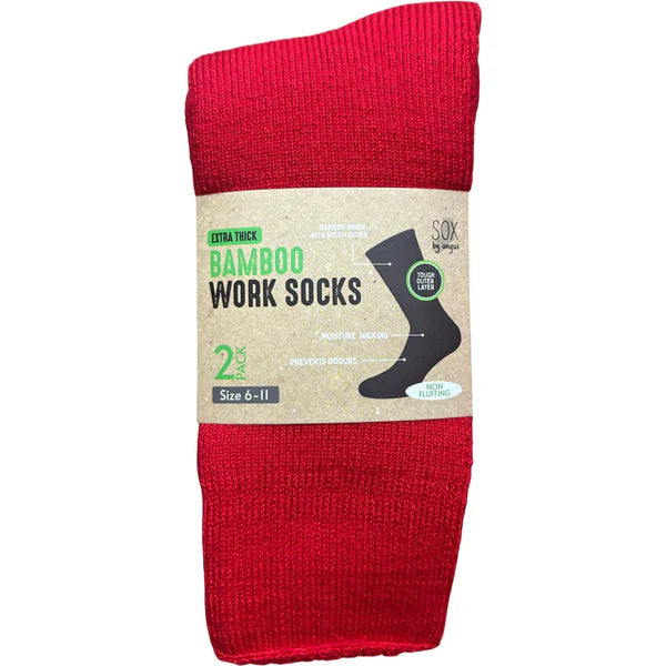 Non Fluffing Bamboo Heavy Duty Socks - 2 pack