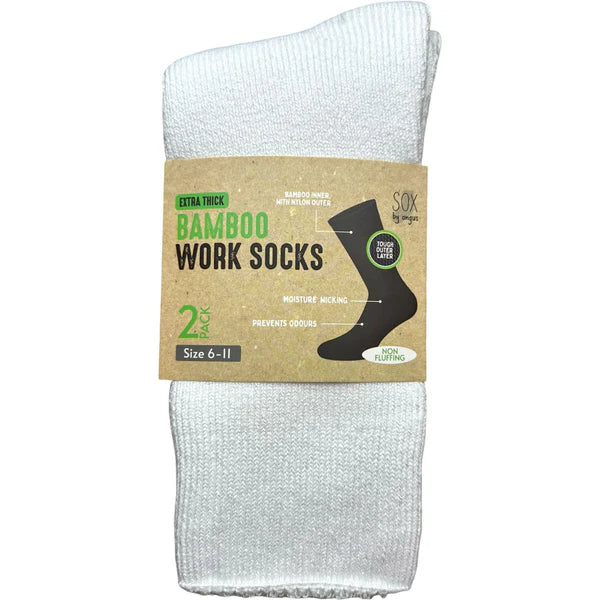 Non Fluffing Bamboo Heavy Duty Socks - 2 pack