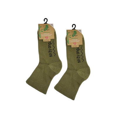 Bamboo a Quarter Crew Cushion Foot Loose Top socks