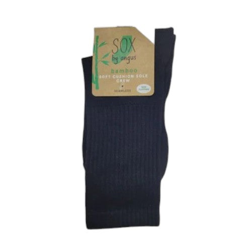 Non-fluffing Bamboo Cushion Foot Crew Sport Socks -Seamless