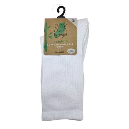 Non-fluffing Bamboo Cushion Foot Crew Sport Socks -Seamless