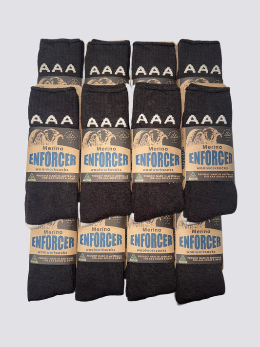 Australian Made Merino Enforcer Wool Work Socks - 1 Dozen Pack