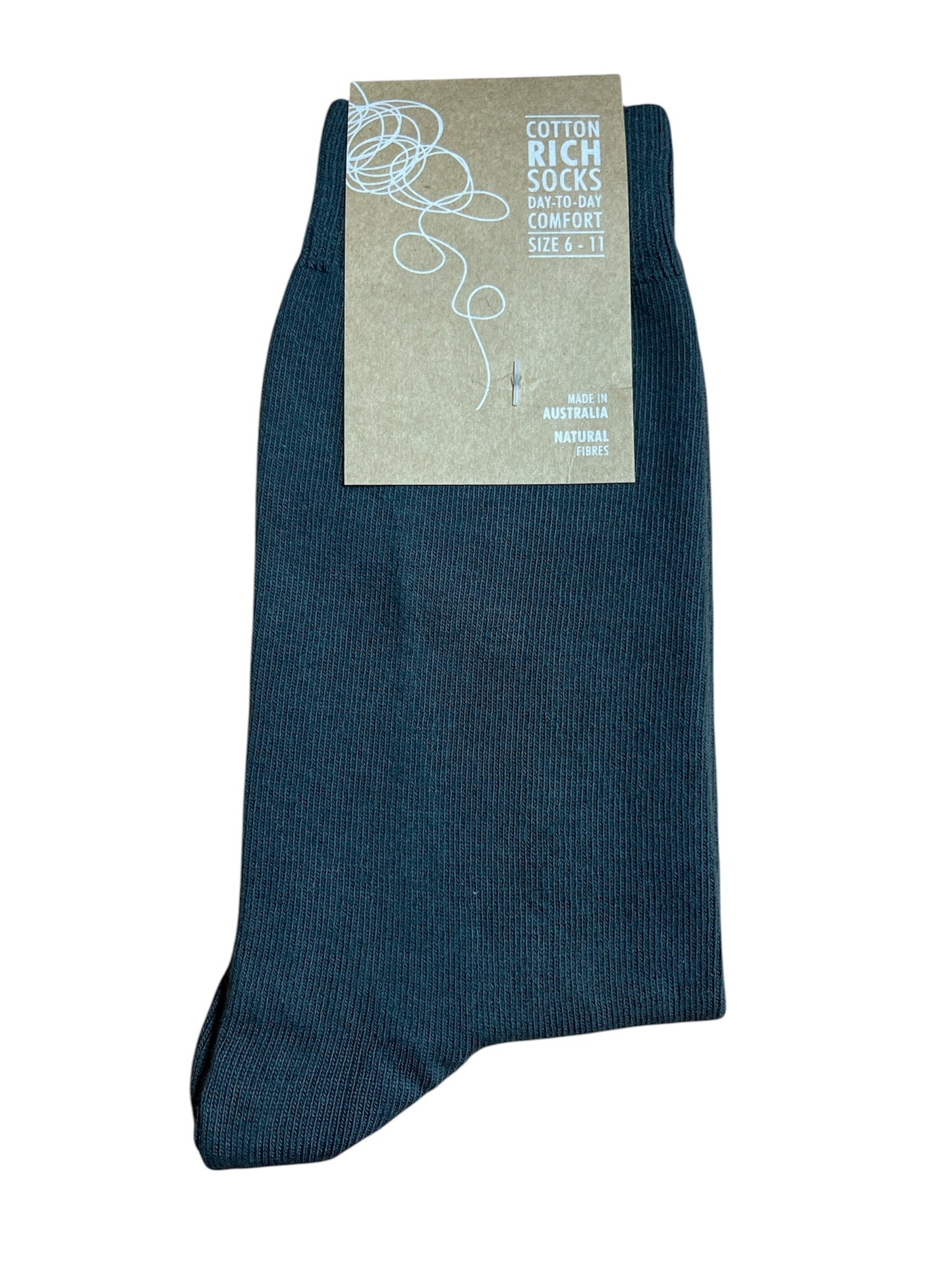 Grey sock with a label on a white background