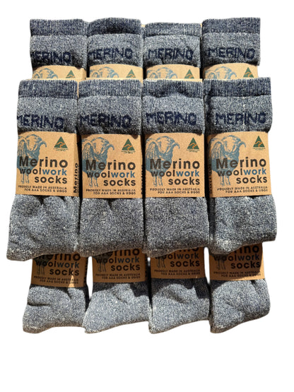 Australian Made Merino Wool Work Socks - 1 Dozen Pack