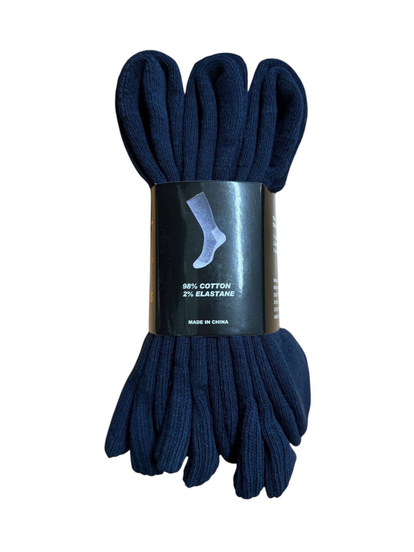 Pure Cotton Pillow Foot Mid Weight Crew Length Socks 3 Pair Pack