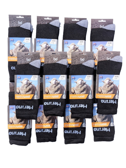 Australian Made Merino Wool Work Socks - 1 Dozen Pack