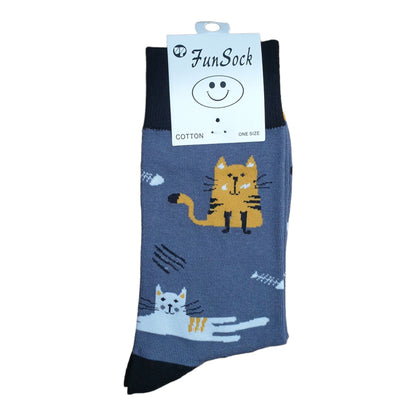 Fashion Pattern Socks - Grey Cats