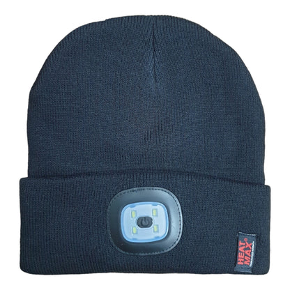 Heat Max Thermal Mens LED With USB Charger Beanie - Black