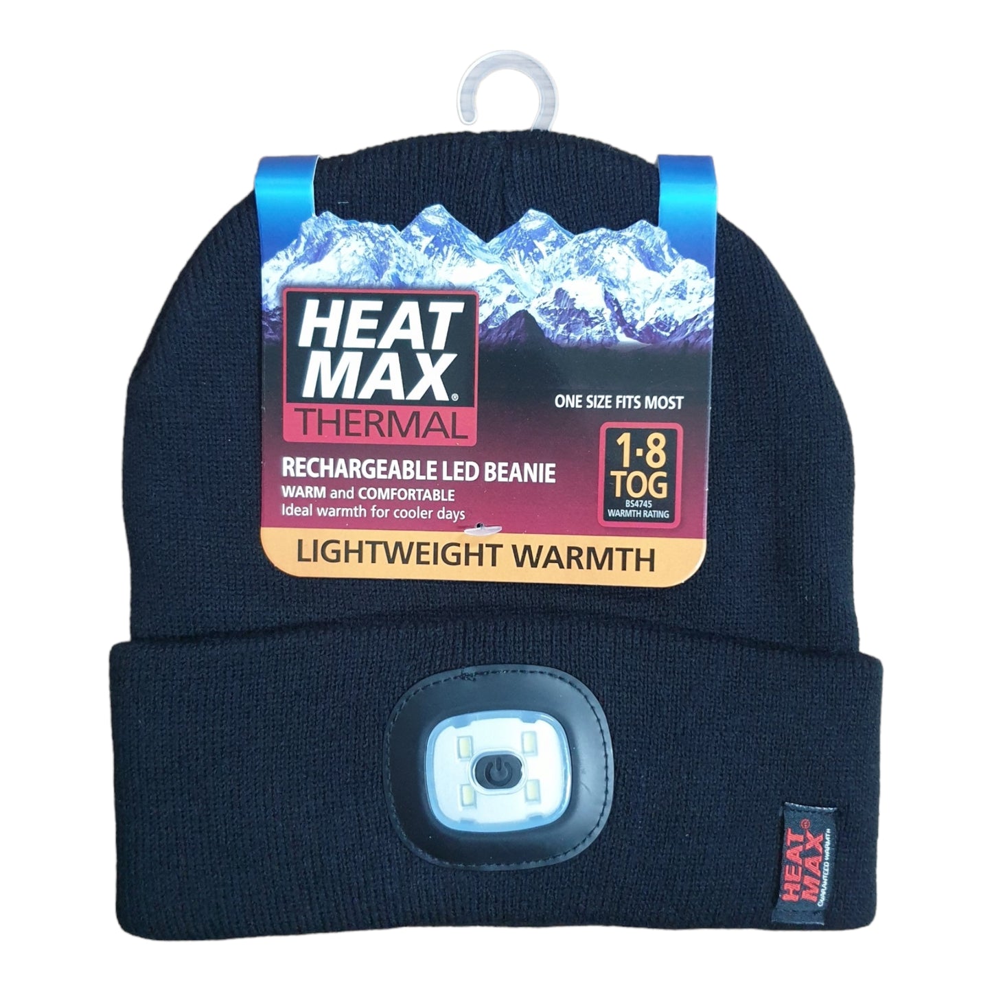 Heat Max Thermal Mens LED With USB Charger Beanie - Black