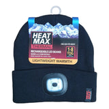 Heat Max Thermal Mens LED With USB Charger Beanie - Black
