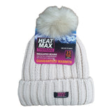 Heat Max Thermal Ladies Knitted Beanie With Pom Pom - Cream