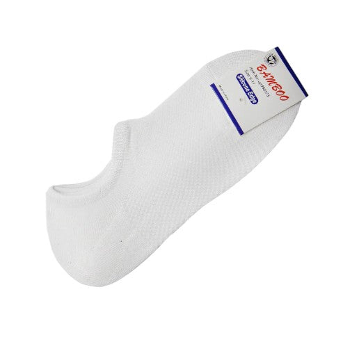 White sock with a brand label on a white background