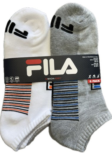 FILA QWICK-DRY Ankle Sport Socks 6 Pair Assorted Colours 6-12.5