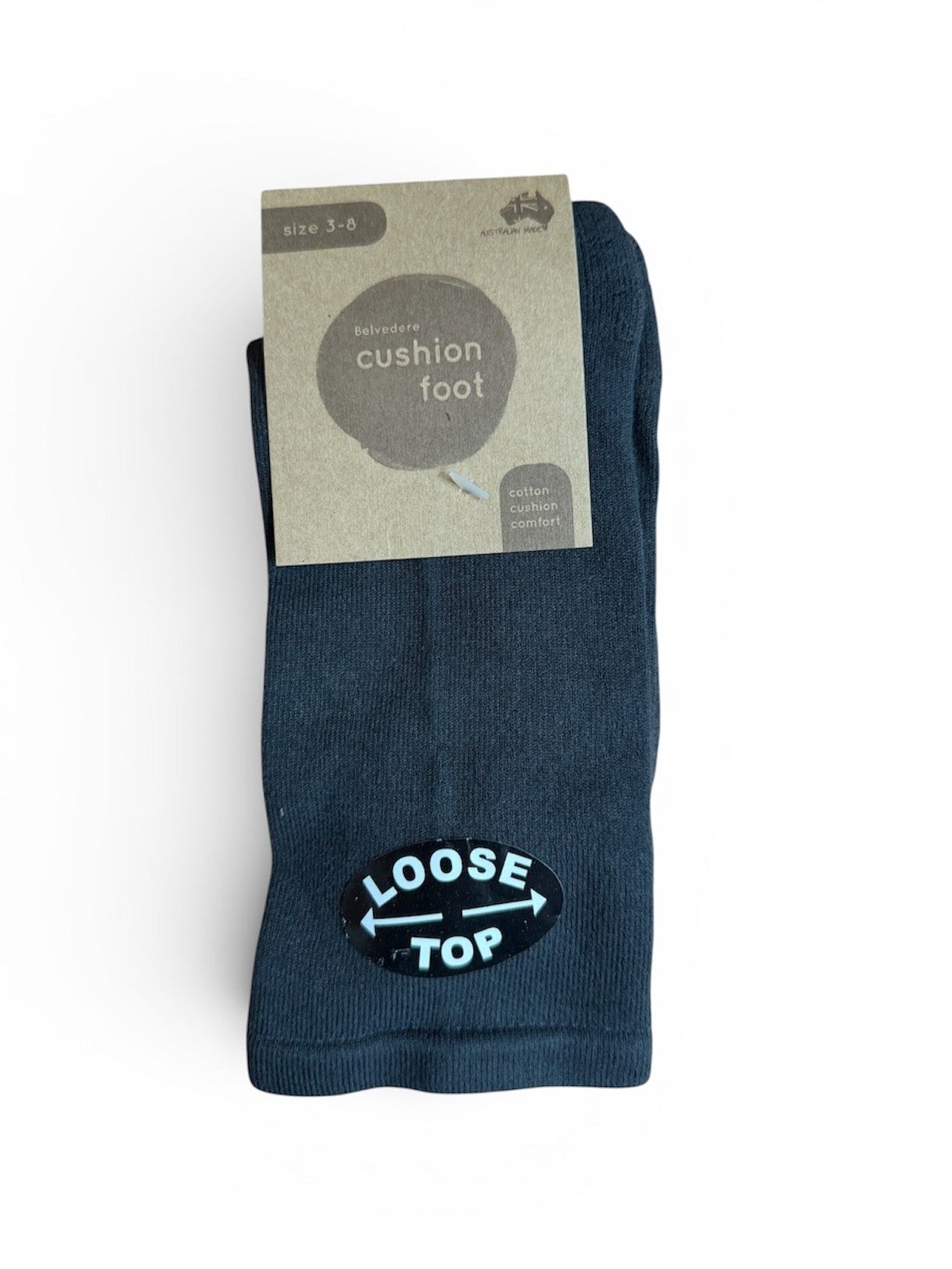 Australian Made Cotton Cushion Foot Dress Sock - Loose Top