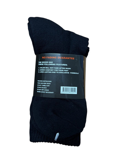 Pure Cotton Pillow Foot Mid Weight Crew Length Socks 3 Pair Pack