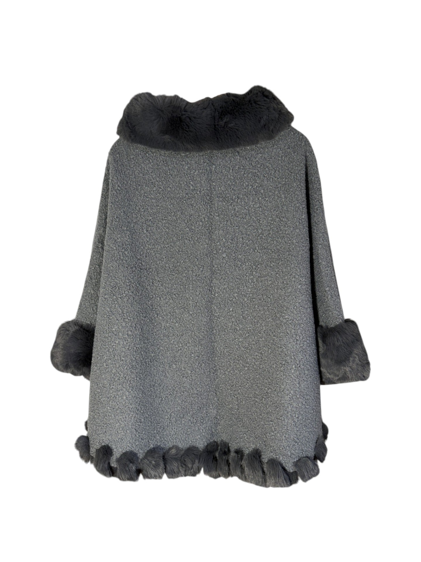 Teddy Fur Trim Poncho