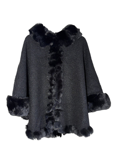 Teddy Fur Trim Poncho