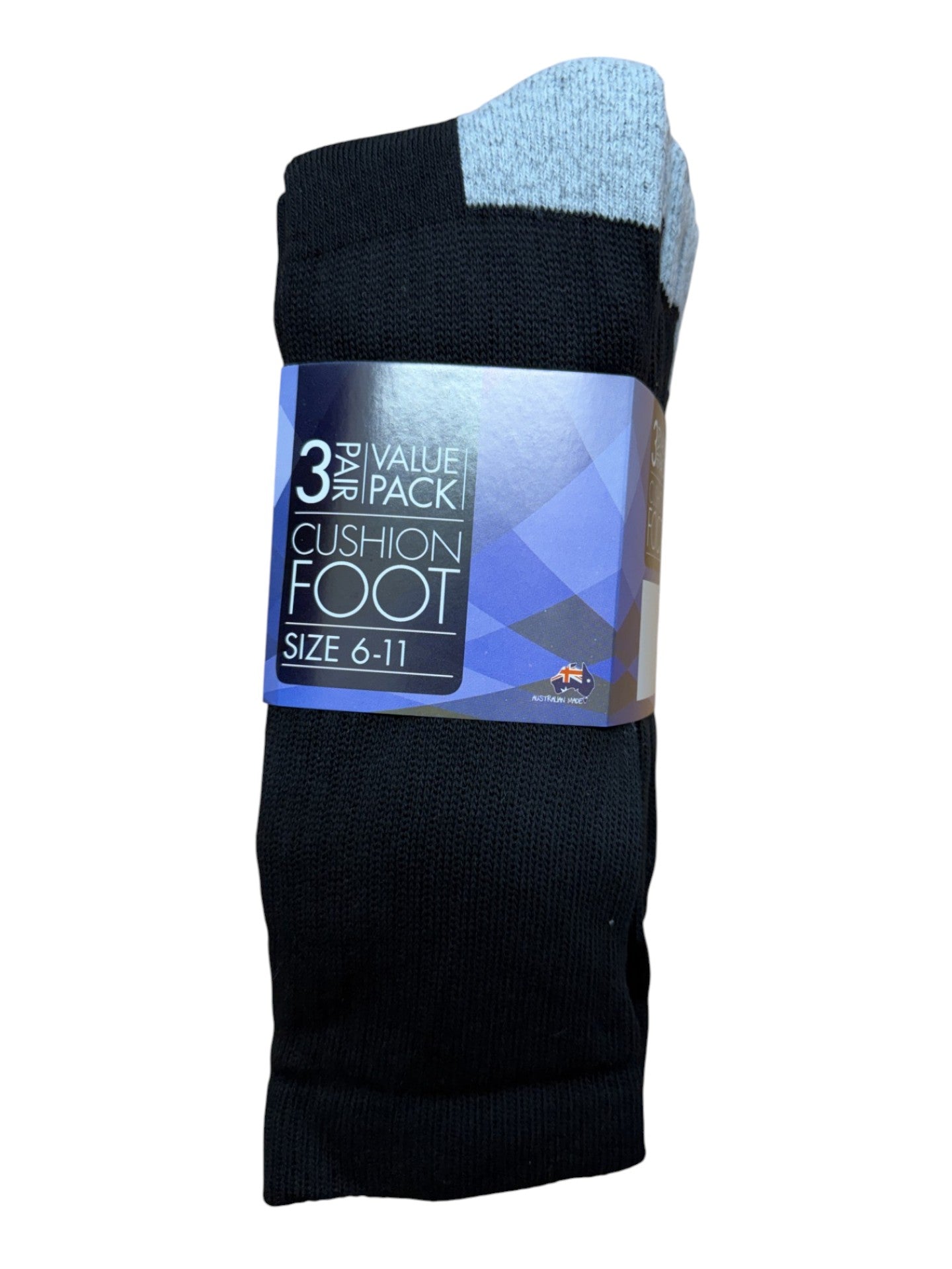 Pack of black socks with a visible brand label on a white background