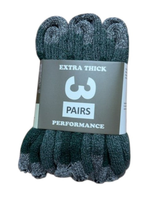 Pack of extra thick performance socks with a visible brand label on a white background