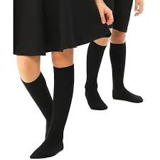 No Seam Knee Hi School Socks— Black & White