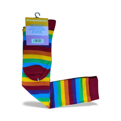 Colorful striped socks on a white background