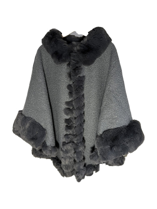 Teddy Fur Trim Poncho