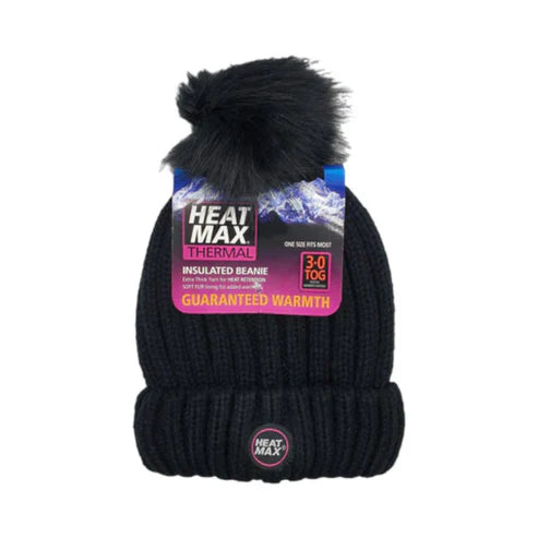 Heat Max Thermal Ladies Knitted Beanie With Pom Pom