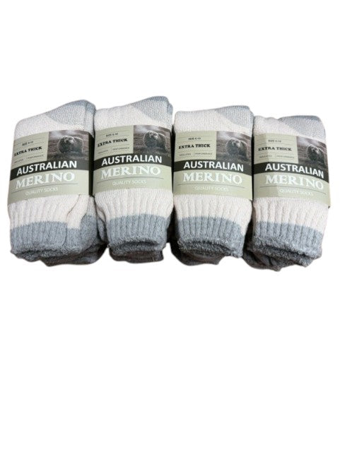 Four pairs of Australian Merino socks on a white background
