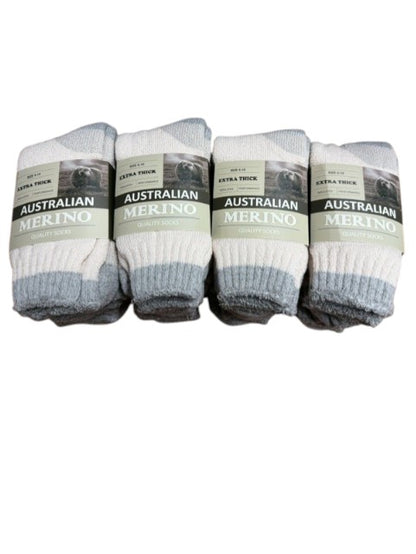 Four pairs of Australian Merino socks on a white background