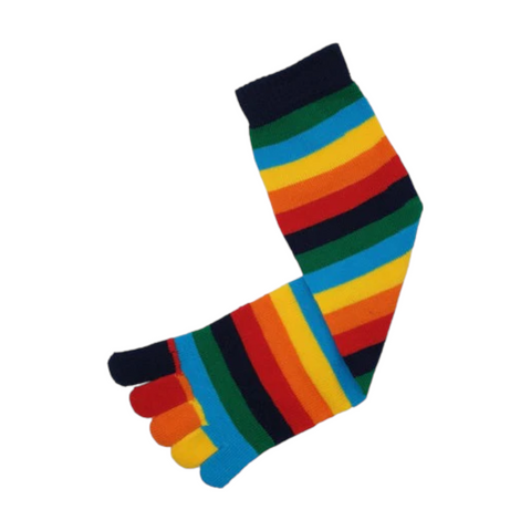 Fashion Toe Socks Navy Rainbow