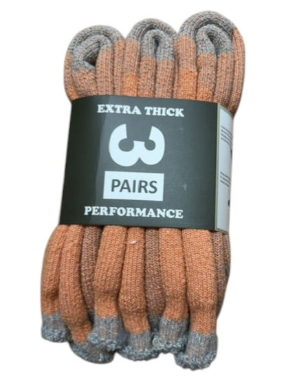 Pack of extra thick performance socks with a visible brand label on a white background