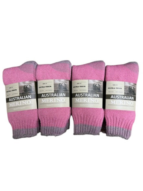 Dozen of pink socks with labels on a white background